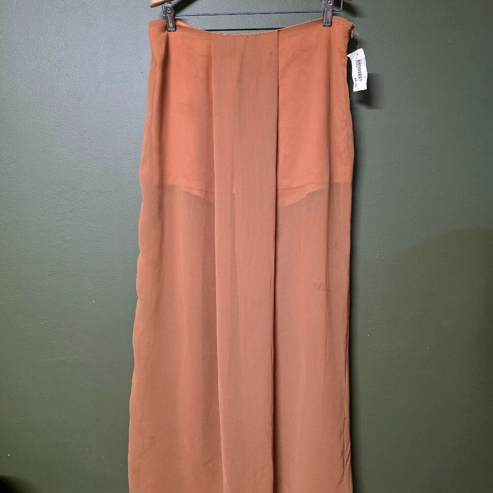 Rust Orange Chiffon Maxi Skirt – Flowy & Feminine